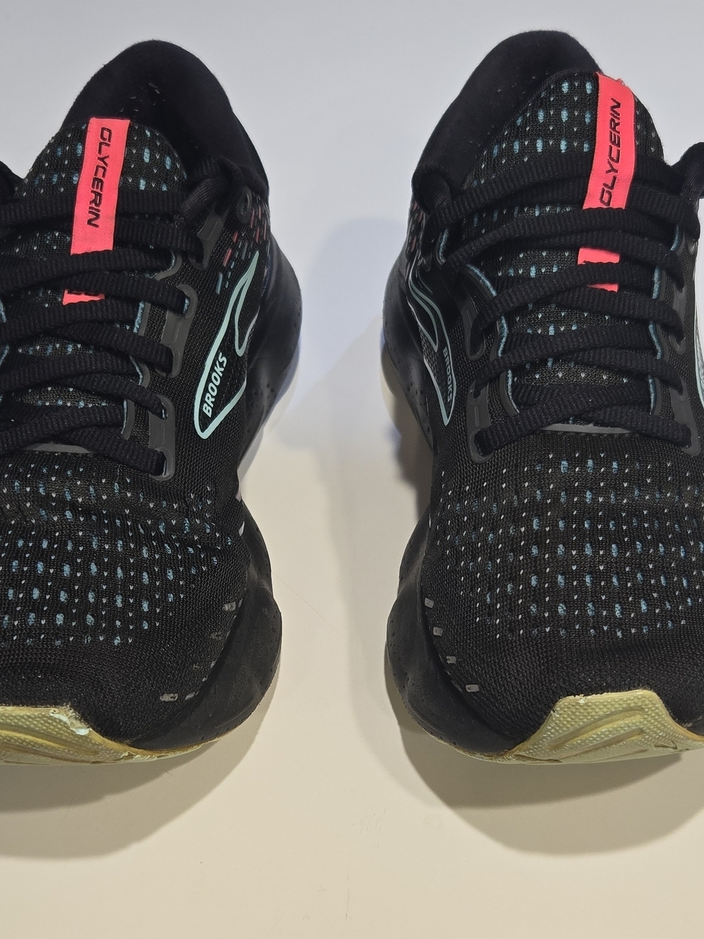 Brooks Women's Black Running Shoes with Aqua and Coral Accents